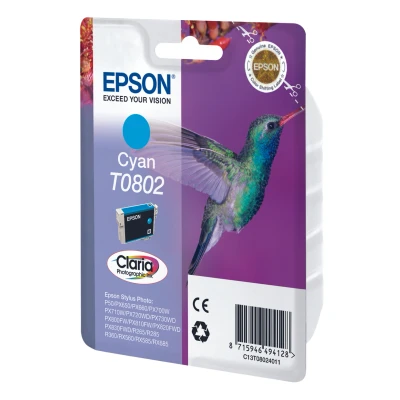 Afbeelding van Epson T0802 (C13T08024010) Inktcartridge Cyaan