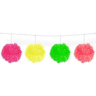 Afbeelding van Pompom slinger assorti neon 12cm 4 stuks