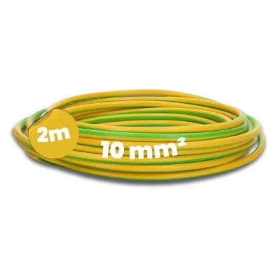 Afbeelding van Kalitec 2 meter H07V K 10 mm² groen geel bedradingskabel I flexibele kabel mm2 bedrading fijndradig enkele eendraads voor schakelkast schakeldraad