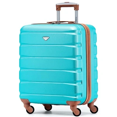 Afbeelding van Flight Knight ABS cabinekoffer compatibel met Air France, Hop! EasyJet, Ryanair en vele andere! Handbagage, licht, cabinetas 4 wielen, Aqua/Bruin, 56 x 45 25 cm, koffer, 56x45x25cm,