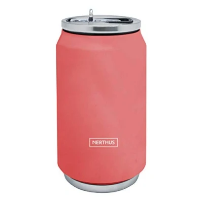 Afbeelding van Nerthus FIH 785 Dubbelwandige thermosdoos, 18/8 roestvrij staal, siliconen afdichting, BPA vrij, 330 ml, koraalrood