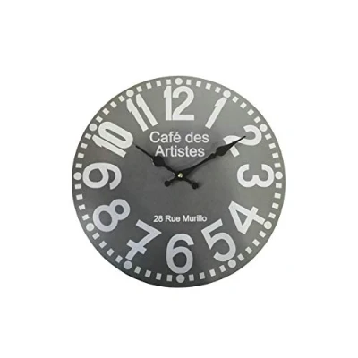 Afbeelding van Rebecca Mobili Wandklok, grijs, mdf, rond, modern design, voor keuken en woonkamer afmetingen: 33,8 x 4 cm (HxBxD) Art. KONING 6572