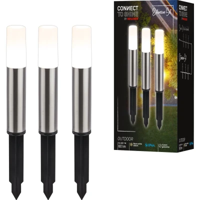 Afbeelding van Briloner LED padverlichting 3926032 Uitbreidingsset voor artikel 3925032 Warm wit licht IP44 Geborsteld roestvrij staal incl. grondspies 36,5 x 4 cm Zilverkleurig