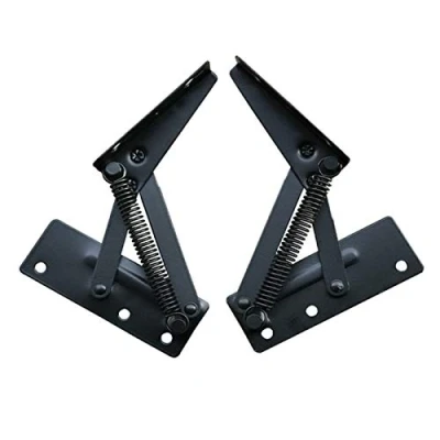 Afbeelding van INCREWAY Vouwbare veerscharnieren, 1 paar zwarte stevige veerscharnieren 80 graden hefbeugel vouwkast deurscharnier voor sofa lade bed