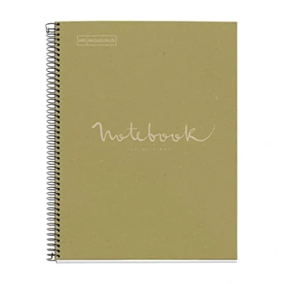 Afbeelding van MiQUELRIUS notitieboek Emotions, 100% gerecycled, 1 gekleurde strepen, A4, 80 vellen, gelinieerd, 7 mm, papier g, 4 gaten, kartonnen omslag, groen