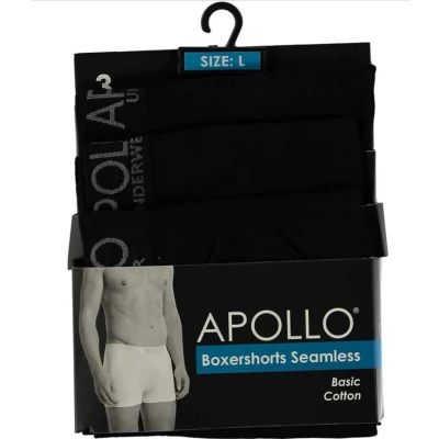 Afbeelding van Apollo Boxershort Seamless Heren Katoen Zwart 3 Stuks Maat L