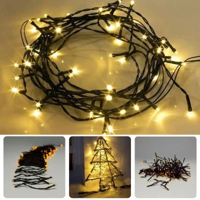 Afbeelding van Cheqo® Kerstverlichting Kerstboomverlichting Kerstlampjes LED Warm Wit 1.8M 24 LED&#039;s Batterij &amp; Timer Waterdicht IP44