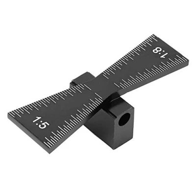 Afbeelding van houtbewerking zwaluwstaart marker, handgesneden houten gewrichten gauge gids tool met schaal, sjabloon maat 1:5/1:8 voor zwart