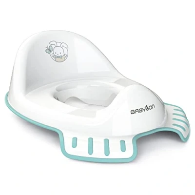 Afbeelding van BABYLON Flipper wc deksel Toiletbril voor kinderen anti slip ergonomisch. Baby training met handvat en haak. Kinderzitje meisjes jongens. kinderen, babyaccessoires Witte