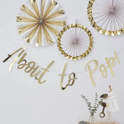 Afbeelding van Ginger Ray Oh Baby! &#039;About To Pop&#039; babyshower slinger goud 1,50 meter