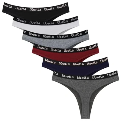 Afbeelding van Libella katoenen string voor dames, slip met meerdere pakken, strepen, strings, pakket 6, 3207 UN2 M
