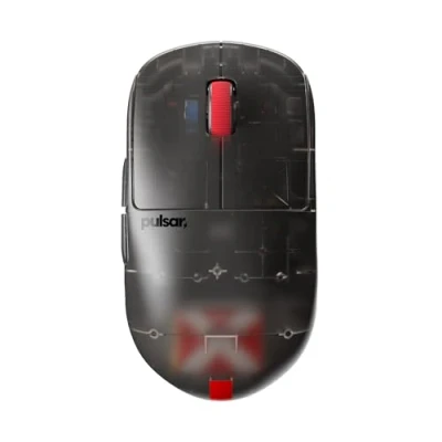 Afbeelding van Pulsar Gaming Gears Superclear Limited Edition: X2H Mini gamingmuis, draadloos, symmetrisch, ultralicht 1,83 oz (52 g), PAW3395 26.000 DPI, optische schakelaar (helder zwart)