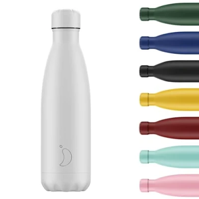 Afbeelding van Chilly&#039;s Waterfles roestvrij staal en herbruikbaar lekvrij, zweetvrij Monochroom All White, 500ml