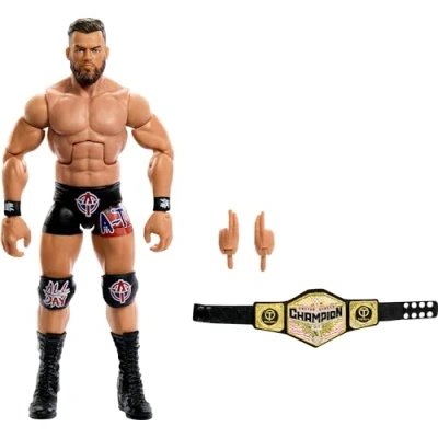 Afbeelding van Mattel WWE Elite figuur en accessoires, serie #110 Austin Theory, 15,2 cm, verzamelbaar met 25 gewrichtspunten verwisselbare handen