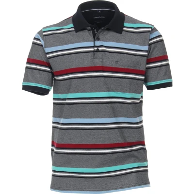 Afbeelding van Casa Moda polo Heren normale fit grijs gestreept