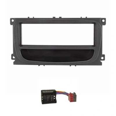 Afbeelding van tomzz Audio 2415 047 Radio installatie frame Set geschikt voor Ford Focus 2 Mondeo S Max C Galaxy Kuga zwart met opbergvak, quadlock adapter iso
