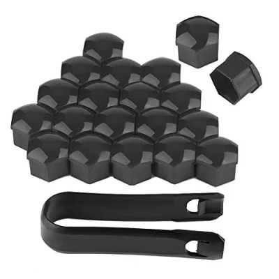 Afbeelding van Moerkappen, 20 stuks autobanden, ventieldoppen, autowielmoerdoppen, schroefdoppen, 19 mm, wielbouten, velgen, buitendecoratie, stofdicht, zwart (grijs)