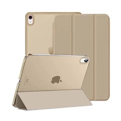 Afbeelding van KKTECH iPad 10e generatie hoesje, slanke standaard harde achterkant shell cover, automatisch waken/slapen, lichtgewicht duurzaam, voor 2022 model hoes 10,9 inch, (goud)