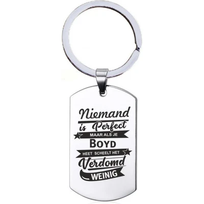 Afbeelding van Niemand Is Perfect Boyd RVS Sleutelhanger
