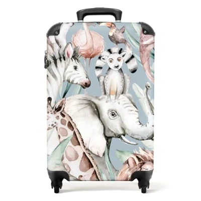 Afbeelding van NoBoringSuitcases.com® Koffer kind jungle Handbagage trolley kinderen 55x35x25