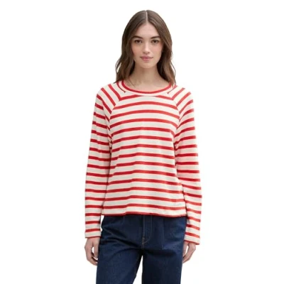 Afbeelding van TOM TAILOR Denim T shirt met lange mouwen voor dames, 37175 White Red Stripe, L