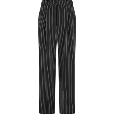 Afbeelding van Urban Classics Damesbroek met brede pijpen, casual broek pijpen en geweven krijtstrepen, maten 26 36, donkergrijs/wit, 32