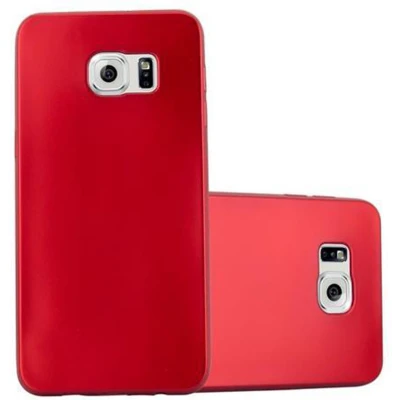 Afbeelding van Cadorabo Hoesje geschikt voor Samsung Galaxy S6 EDGE in METALLIC ROOD Beschermhoes gemaakt van flexibel TPU silicone Case Cover