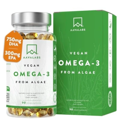 Afbeelding van AAVALABS Vegan Omega 3 [ 1500 mg ] duurzame algenolie op plantaardige basis 600 DHA + 300 EPA per dagdosis 90 Capsules Noord Europese zuiverheid 100% Veganistisch 1 maand voorraad