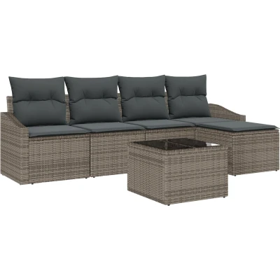 Afbeelding van vidaXL 5 Delige Tuin Dining Set met Kussens Zwarte Poly Rattan