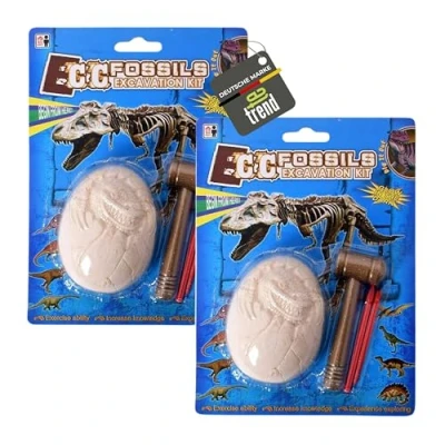 Afbeelding van TE Trend 2 Stuk Fossilian Archeologie Opgraving Kit Dinosaurus Opgraven Hammer Beitel Steen 9cm Kinderen Speelgoed