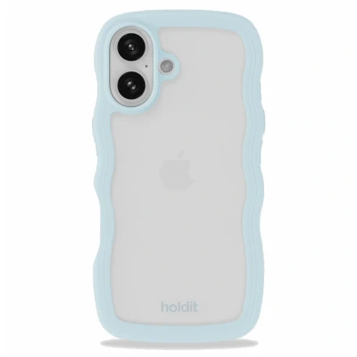 Afbeelding van Holdit Hoesje Geschikt voor iPhone 16 Wavy Case Lichtblauw