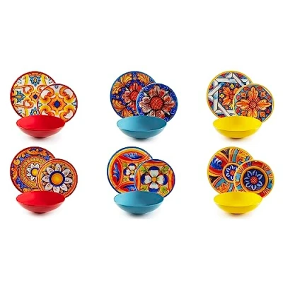 Afbeelding van Excelsa Camastra Bordenservies, 18 delig, porselein en aardewerk, kleurrijk decor, voor 6 personen