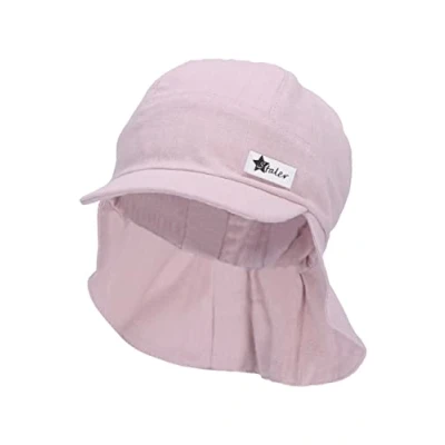 Afbeelding van Sterntaler Peaked cap met nekbescherming linnen karakter roze