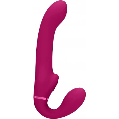 Afbeelding van Vive Dual Pulse Wave &amp; Airwave Strapless Strapon oplaadbare vibrator roze