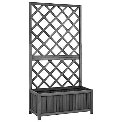 Afbeelding van vidaXL Latwerkplantenbak 70x30x135 cm massief vurenhout zwart