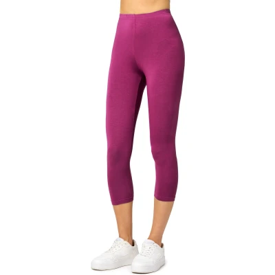 Afbeelding van Merry Style MS MS10 144 LE Dames Capri Leggings Sport Vrijetijdsbroek 3/4 Lengte Viscose Sporbroek Yogabroek Fuchsia2 XS