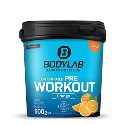 Afbeelding van Bodylab24 Concentrated Pre Workout Booster Oranje 500g, energiebooster met creatine, beta alanine, arginine, niacine en cafeïne, voor meer kracht energie tijdens de training