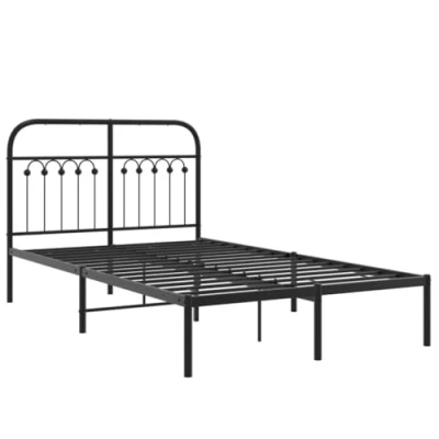 Afbeelding van Bedframe met hoofdbord metaal zwart 120x200 cm