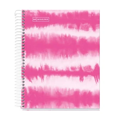 Afbeelding van Miquelrius Notitieboek, hardcover van karton, A5, 4 gekleurde strepen, 120 horizontale vellen, 2 boren, neonroze