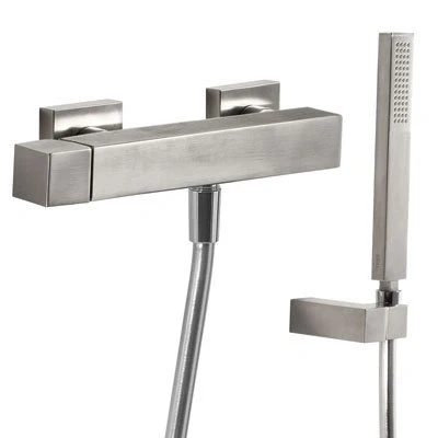Afbeelding van Douchemengkraan Tres Cuadro Exclusive Opbouw Vierkant met Handdoucheset RVS