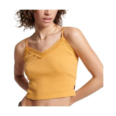 Afbeelding van Superdry TRIM CAMI Top, Dames, Maat: S/M, Ochre yellow marl