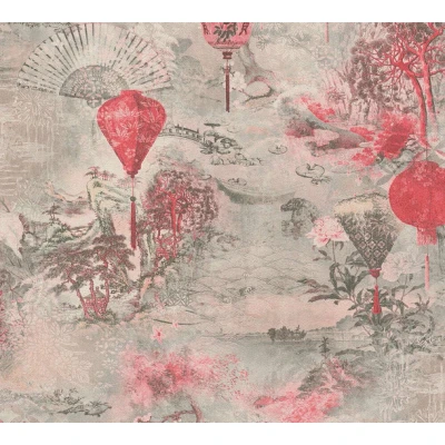 Afbeelding van AS Creation Asian Fusion 37466 2 374662 Roze / Rood