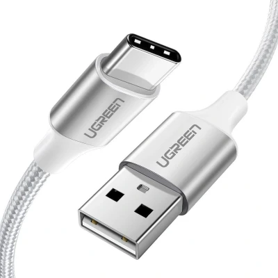 Afbeelding van UGREEN Gevlochten USB A naar C Kabel 3A Fast Charge 1 Meter Wit