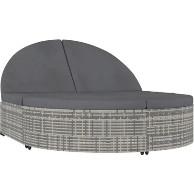 Afbeelding van Ligbed met kussens 2 persoons poly rattan grijs