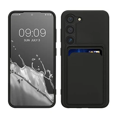Afbeelding van kwmobile telefoonhoesje geschikt voor Samsung Galaxy S23 Hoesje met pasjeshouder TPU case in zwart