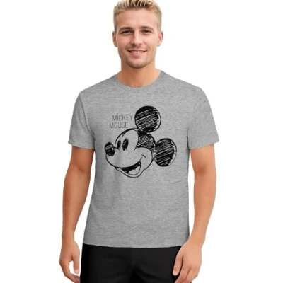 Afbeelding van Disney Mickey Mouse pyjama voor heren, pyjamaset, korte mouwen, bovendeel met shorts, broek, grijs/zwart, L