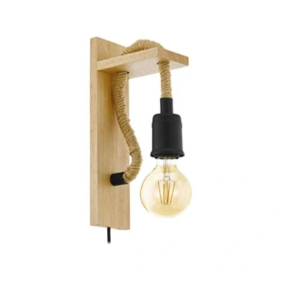 Afbeelding van EGLO wandlamp Rampside zwart/hout