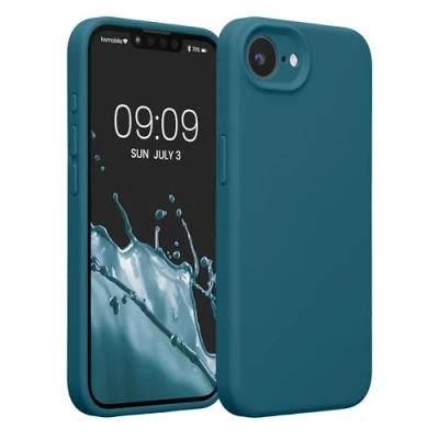 Afbeelding van kwmobile telefoonhoesje geschikt voor Apple iPhone 16e TPU backcover met siliconen coating Smartphone case in mat petrol