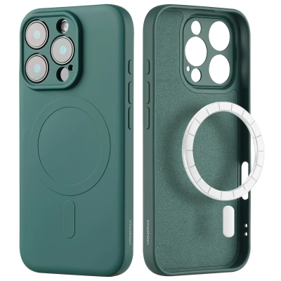 Afbeelding van Apple iPhone 16 Pro Max MagSafe Hoesje Siliconen en TPU (zacht) imoshion Softcase/Backcover Donkergroen Telefoonhoesje