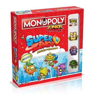 Afbeelding van Winning Moves, Monopoly Junior SuperThings, bordspel, Spaanse versie, voor 2 tot 4 spelers.
